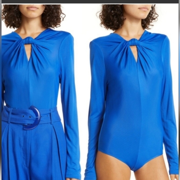 Farm Rio Cobalt Blue Cowl Neck Long Sleeve Bodysuit M - Picture 15 of 15